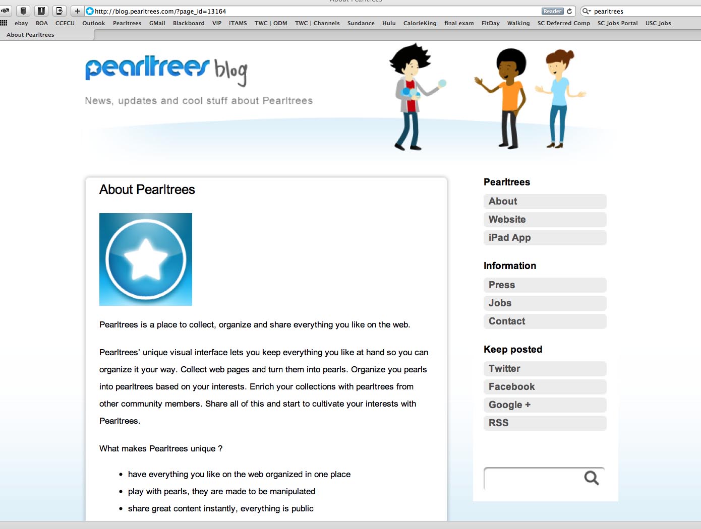 Screenshot of pearltrees.com