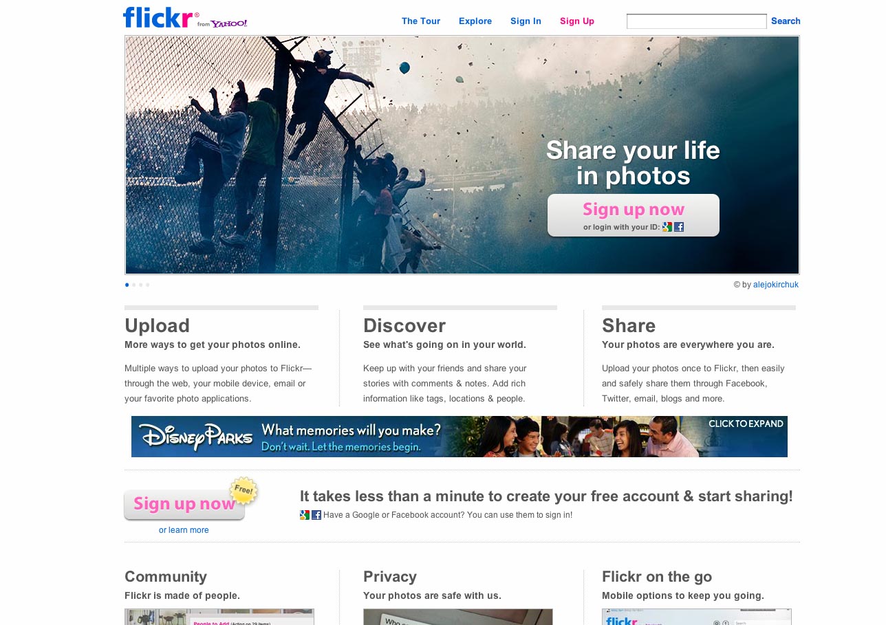 Larger view of Flickr site window